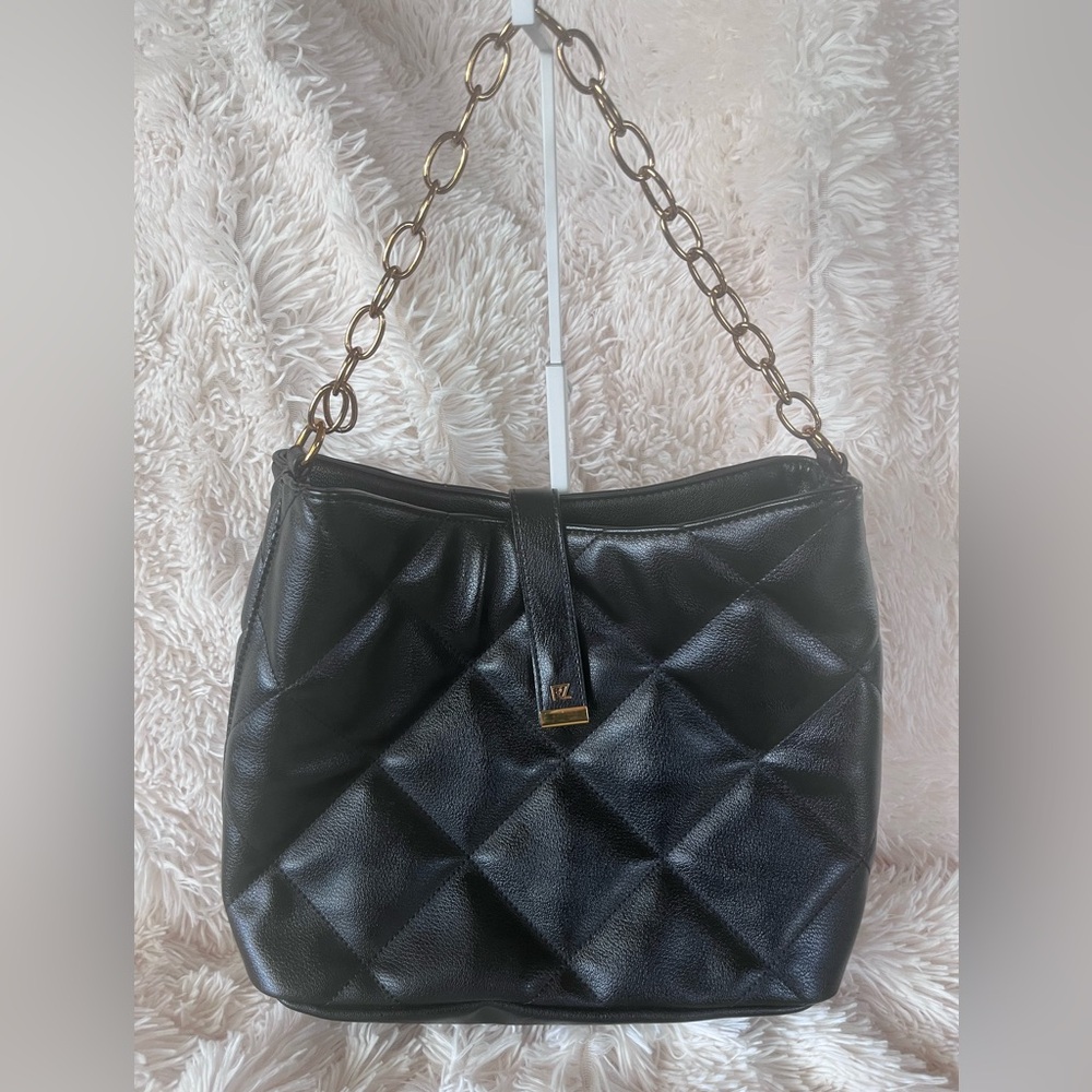 Rachel Zoe Black Purse with Gold Chain